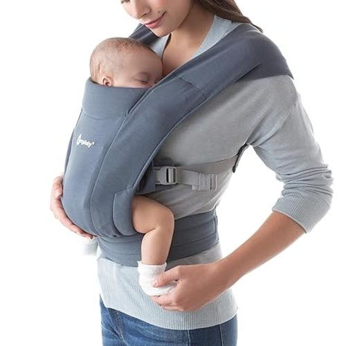 Ergobaby Embrace - Portabebés acogedor para recién nacido (7-25 libras), punto Ponte, azul Oxford