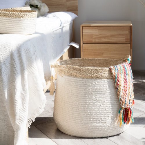 Dovecove Althoff Rope Basket Woven Storage Basket , Laundry Basket Large Cotton Blanket Organizer & Reviews | Wayfair