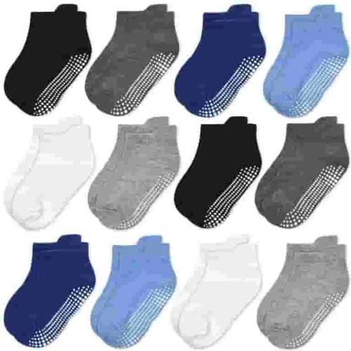 Non Slip Toddler Socks 12 Pairs Baby Socks Toddler Grip Socks Anti Skid Socks for 6 Months-7 Years Boys
