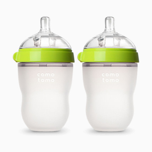Comotomo Natural Feel Silicone Baby Bottles - Green, 8 Oz, 2