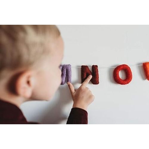 Nivas Alphabet Garland/Alphabet Banner/ABC Decor/Toddler Room Wall Hanging/Teepee Decorations/Felt Banners/Natural Wool Felt/Nursery Decor/Baby Room (Rainbow)