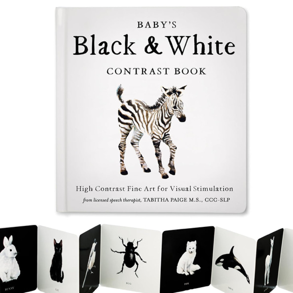 Baby's Black and White Contrast Book: High-Contrast Art for Visual Stimulation at Tummy Time (Tabitha Paige Children's Book Series)