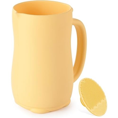 Baby Bath Rinse Cup, Bath Cup for rinsing Hair,The Silicone Material is Soft and Safe, a Good Choice for Baby Bath Products(Cat Yellow)