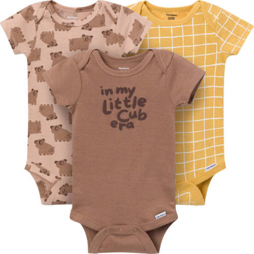 3-Pack Baby Boys Little Cub Short Sleeve Onesies® Bodysuits