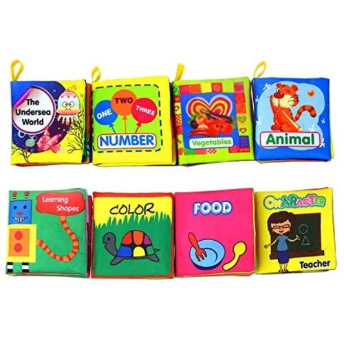 Coolplay Baby's First Non-Toxic Soft Cloth Book Set, Crinkle Books Friction with Rustling Sound - Pack of 8