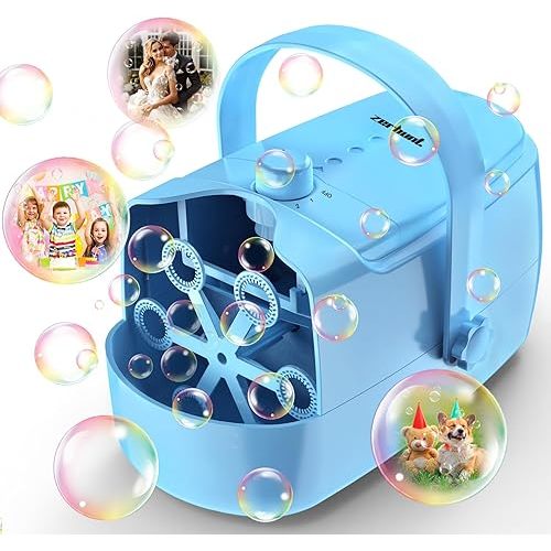 Bubble Machine Automatic Bubble Blower: Durable Bubble Maker 18000+ Big Bubbles Per Minute for Indoor Outdoor Wedding Birthday Party - Portable Bubble Machine for Kids Toddlers (Blue)