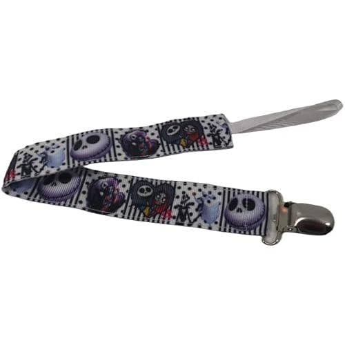 Skeleton Jack and Sally Stripes and Polkadots clip strap