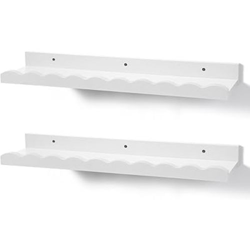 Suzile 2 Pcs Scalloped Shelves Wall Floating Shelves Set for Room, Bathroom, Bedroom, Cute Room Decor Aesthetic and Books, Toys, Photo Frames Storage(23",White)