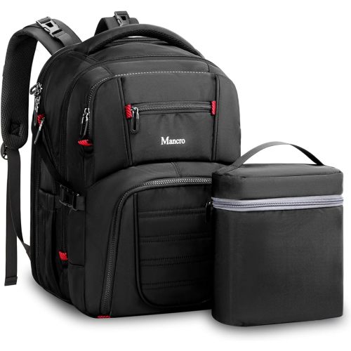 Mancro Diaper Bag Backpack for Dad with Detachable Bottle Bag, Large Capacity Mens Baby Diaper Bag with Nursing Cover, Waterproof Travel Baby Bag with Stroller Straps & USB Charging Port, Black