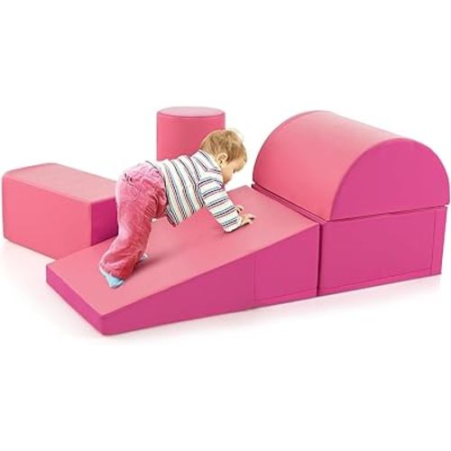 Costzon 5 Pieces Climbing Toys for Toddlers, Soft Foam Block Play Structures Infants Climbers for Child Development, Waterproof Kids Climbing Toys Indoor for Preschool Baby