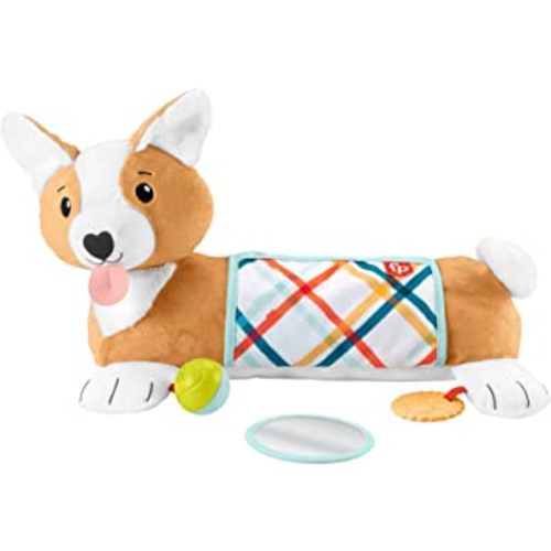 Fisher-Price Baby Toys 3-in-1 Puppy Tummy Wedge with BPA-Free Teether Rattle & Mirror for Newborn Sensory Play