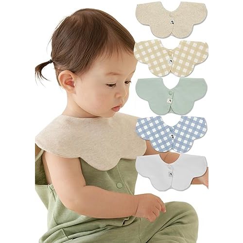 Konny Baby Bib 3/5/7-Pack Set, 360 ° Rotate, Soft and Absorbent Drooling for Toddler Boys Girls Baby Essentials