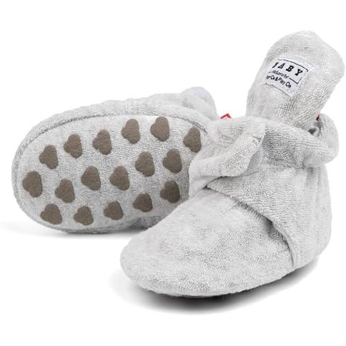 Sawimlgy Newborn Infant Baby Girl Boy Cotton Booties Stay On Sock Slippers Soft Bedroom Shoes Non-Skid Ankle Boots With Grippers Toddler Crib Warm Shoe First Walker Birthday Shower