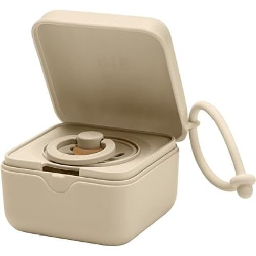 BIBS Pacifier Box with Loop for Storing & Carrying Soothers | 100% BPA Free Material | Designed & Made in Denmark | Vanilla