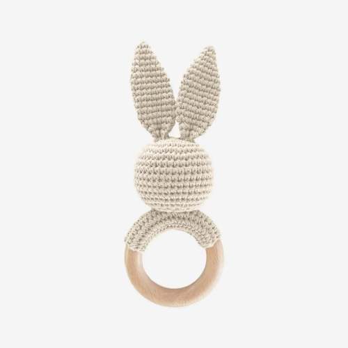 Cotton Crochet Teether Rattle - Cream Bunny