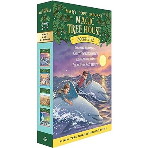 Magic Tree House Boxed Set, Books 9-12: Dolphins at Daybreak, Ghost Town at Sundown, Lions at Lunchtime, and Polar Bears Past Bedtime