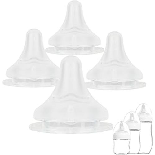 Baby Bottle Nipple for Gulicola Natural Glass Bottle,3m+,Size M Soft Silicone Nipples,Meudim Flow, 4 Count