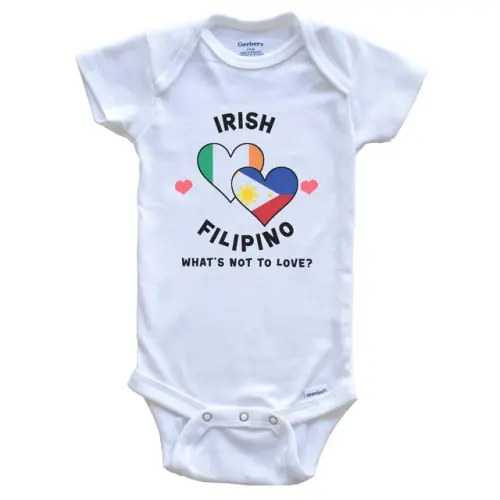 Baby Bodysuit BELLA CANVAS Irish Filipino What'S Not To Love Heart Flags Ireland Philippines Baby Bodysuit