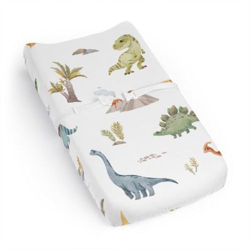 Sweet Jojo Designs Boy Changing Pad Sheet Watercolor Dinosaur Dino Multicolor