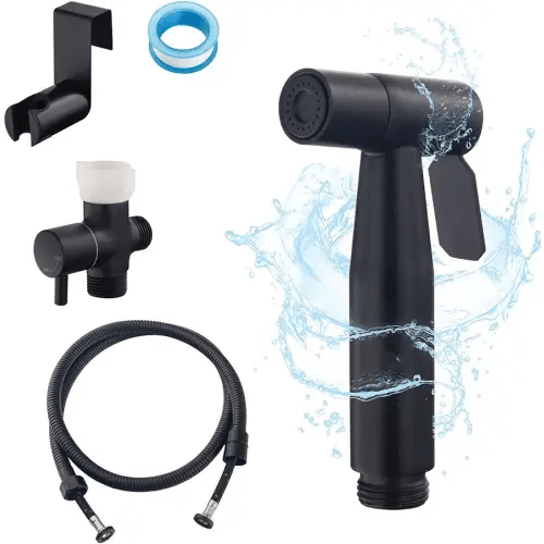 Black Bidet Sprayer for Toilet, Handheld Bidet Adjustable Water Pressure Muslim Shower, Cloth Diaper Spray for Baby Feminine Wash Stainless Steel