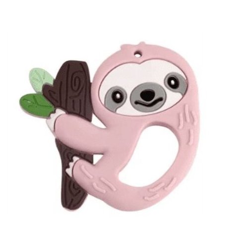 SnD Plus Textured Animal Baby Teether Silicone Baby Teething BPA Free Animal Cute Fun Toys Soothing Teeth Relief for Newborn Infants Babies Boy Girl Durable Smart Teether 3 to 24 Months Sloth Pink