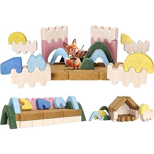 CoziBB 22Pcs Modular Kids Play Couch, Toddler Couch with Convertible and Multifunctional Foam for Inspiring Child Creativity, Kids Nugget Couch for Playroom Bedroom - Junlge Theme