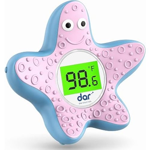 Baby Bath Thermometer for Tub,Floating Digital Water Temperature Thermometer with Instant Accurate Reading,3-Color Safety Light,Auto On/Off for Newborn,Infant & Toddler（Starfish）