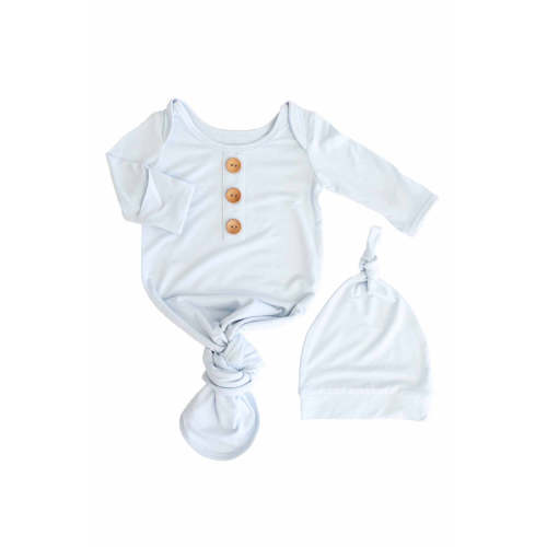 Baby Blue Newborn Baby Knot Gown & Hat Set