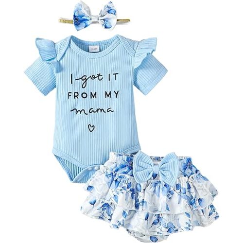 Mioglrie Newborn Infant Baby Girl Clothes Romper Shorts Set Floral Summer Outfits Cute Baby Clothes Girl