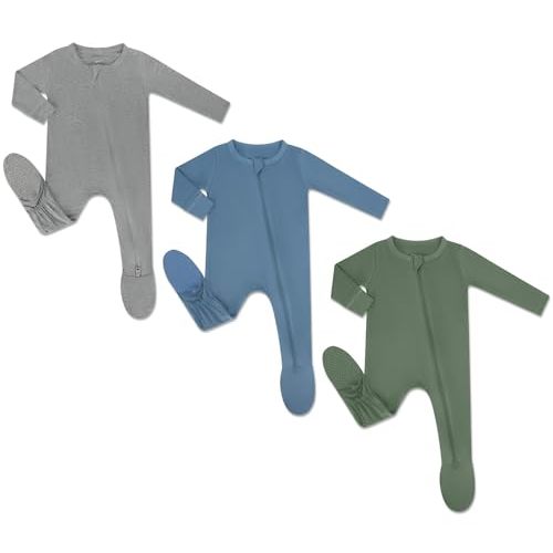 HAPIU Rayon from Bamboo Baby Footed Pajamas, 2 Way Zipper YKK, Footie for Baby Boy Girls, Newborn-24 Months