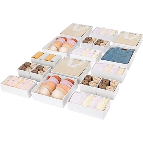 Drawer Organizer Clothes 18 Pack - Foldable Baby Organizers and Storage - White