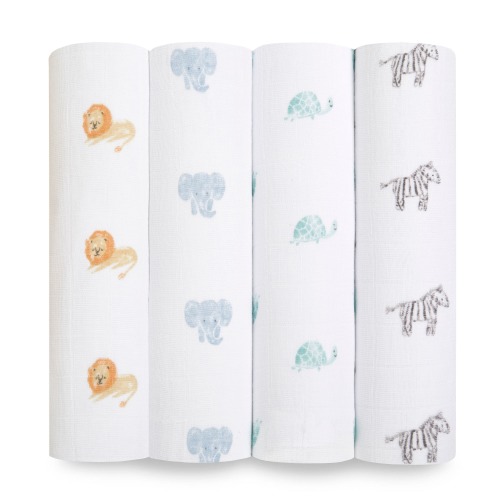 aden + anais | Animal Kingdom Organic Muslin Swaddle Blanket 4pk