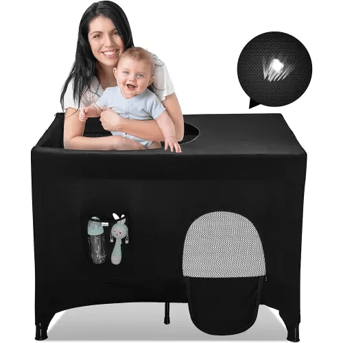 Pack n Play Breathable Blackout Cover for Travel Crib | Stretchy Netting Cover