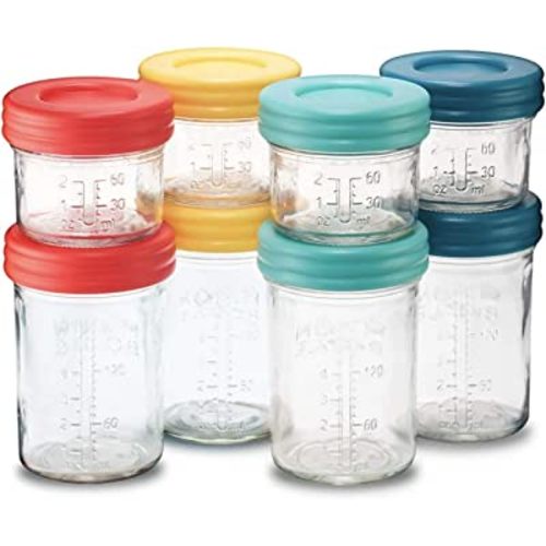 Mason Bottle - Glass Mason Jars for Breast Milk Storage - Wide easy to clean design, dishwasher and Freezer safe (4 and 8 oz Jars (Set of 8))
