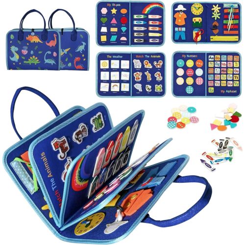 Toddler Busy Board, Montessori Sensory Toys for age 1 2 3 4 , Toddler Travel Toys, Educational Learning Activities Board for Fine Motor Skills, Gift for Toddlers