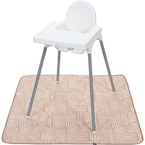 S&T INC. Baby Splat Mat for Under High Chair, Water Resistant Floor Mat, 42 Inches by 42 Inches, Tan Arches
