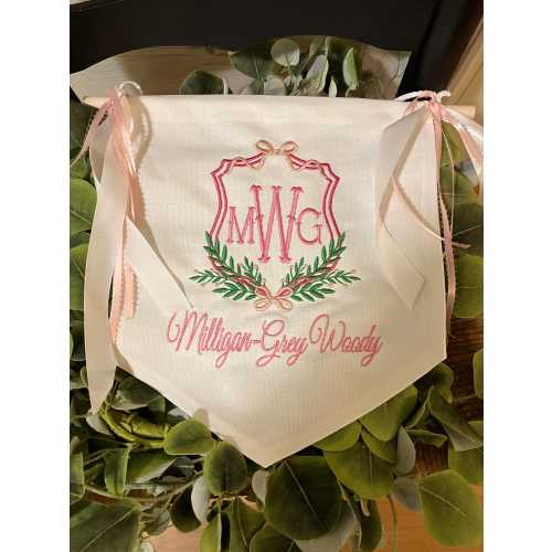 Custom Baby Birth Banner | Floral Crest Detail |Personalized Banner | Birth Announcement | Newborn Nursery Decoration