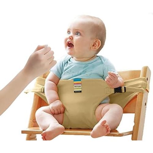 Lychee Harness Seat for High Chair Baby Feeding Safety Seat with Strap, Toddler Booster Harness Belt Portable Dining Seat Strap for Travel Home Restaurant Shopping (Khaki)
