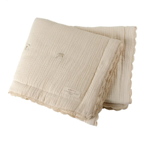 Embroidered Swallow Cotton Muslin Quilted Blanket