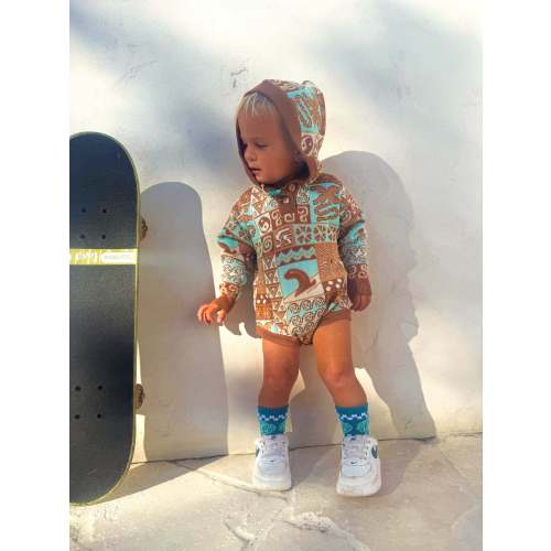 Surfs up hooded knit jumpsuit
