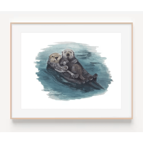 Otter Family Painting | Mommy, Daddy, and Baby Otter