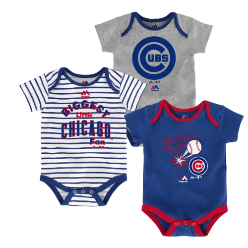 Newborn Chicago Cubs Home Run 3-Pack Bodysuit Set By Majestic