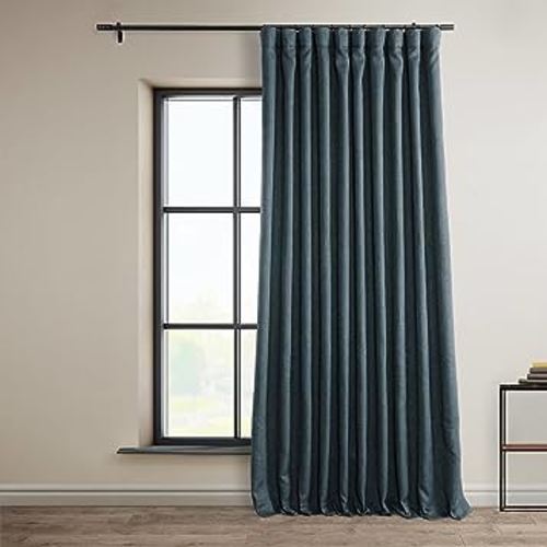 96 Inches Long Extra Wide Luxury Linen Curtains for Bedroom & Living Room (1 Panel), 100W X 96L, Reverie Blue