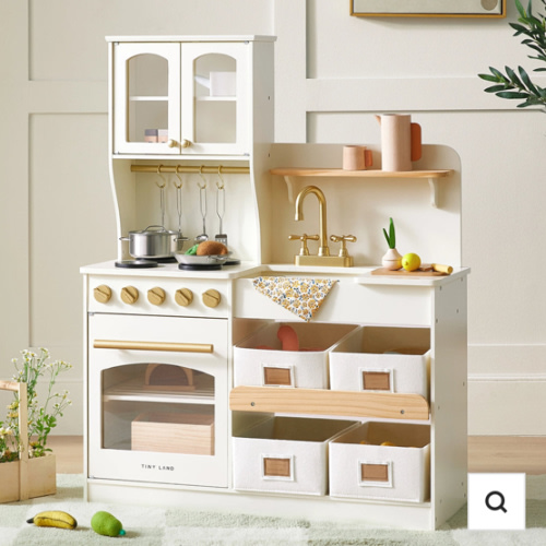 Tiny Land® Play Kitchen with Fridge - Serenity Kitchen & Fridge Set in Cream