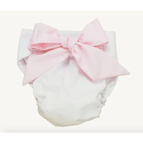 Baby Bow Bottom Bloomer - Worth Avenue White with Palm Beach Pink