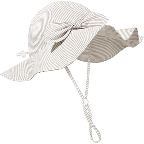 Baby Girl Sun Hat Summer Foldable Beach Hats with UPF50+ Sun Protection Wide Brim Toddler Bucket Hat Cap