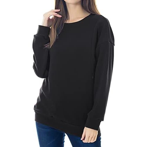 Smallshow Fleece Maternity Nursing Sweatshirt Long Sleeve Breastfeeding Tops