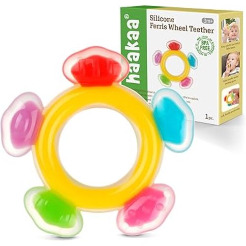 Haakaa Silicone Ferris Wheel Teether - Freezer Teething Toy for Babies 3-6 Months - Safe Soothing Cold Relief - BPA Free Silicone -1 Pack