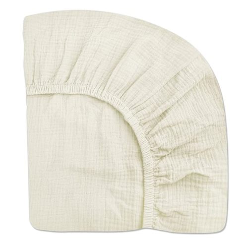 Crib Sheets for Boys Girl, Fitted Baby Toddler Bed Sheets 28" x 52", Neutral Muslin Cotton Crib Mattress Sheet with Boho Style, Soft and Breathable Comfort (Cream)