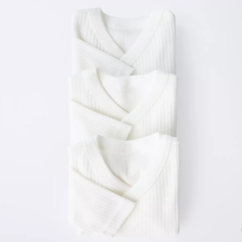 0-6 MONTHS/ THREE-PACK OF LONG-SLEEVE BODYSUITS WITH KIMONO COLLAR - Oyster-white | ZARA United States
